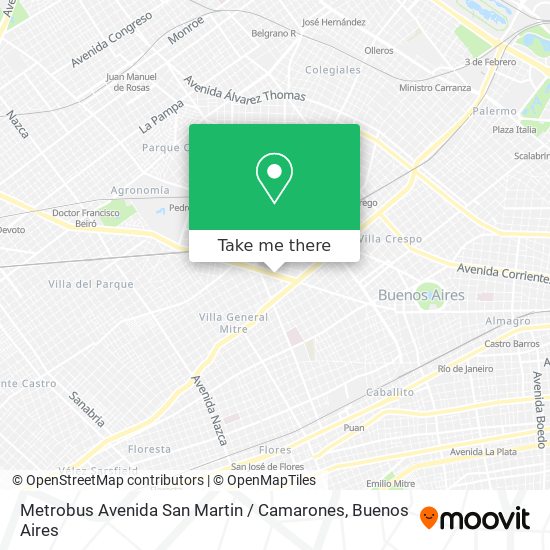 Metrobus Avenida San Martin / Camarones map