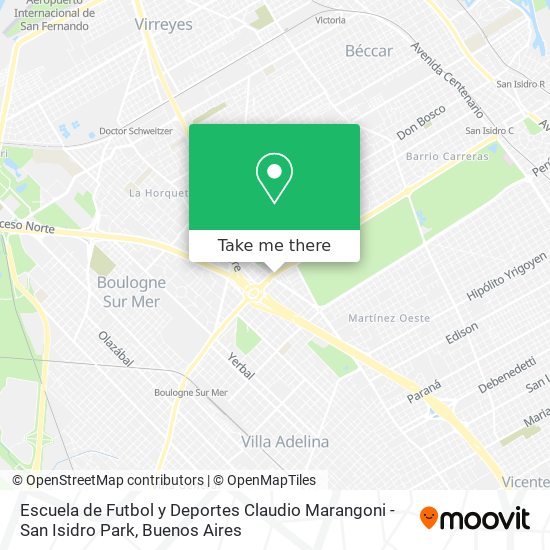 Escuela de Futbol y Deportes Claudio Marangoni -San Isidro Park map