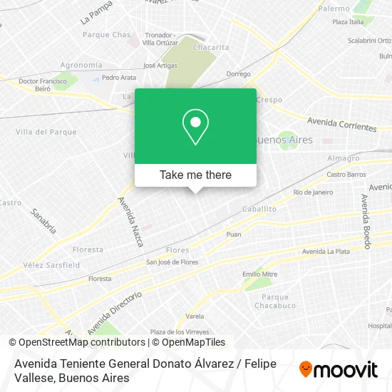 Mapa de Avenida Teniente General Donato Álvarez / Felipe Vallese