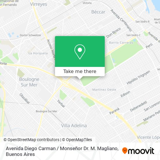 Avenida Diego Carman / Monseñor Dr. M. Magliano map