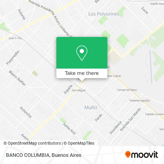 BANCO COLUMBIA map