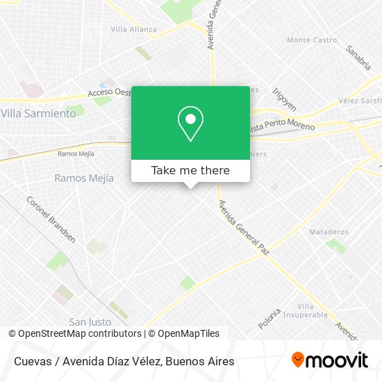 Cuevas / Avenida Díaz Vélez map