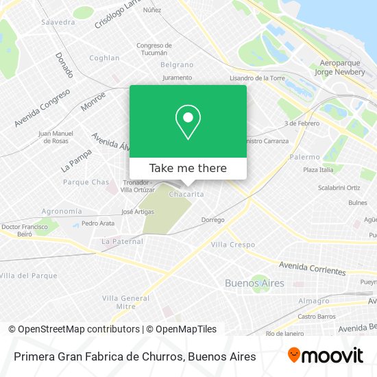 Mapa de Primera Gran Fabrica de Churros