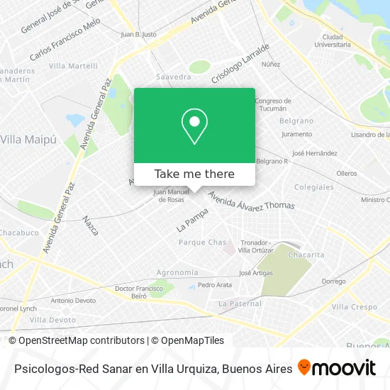 Mapa de Psicologos-Red Sanar en Villa Urquiza