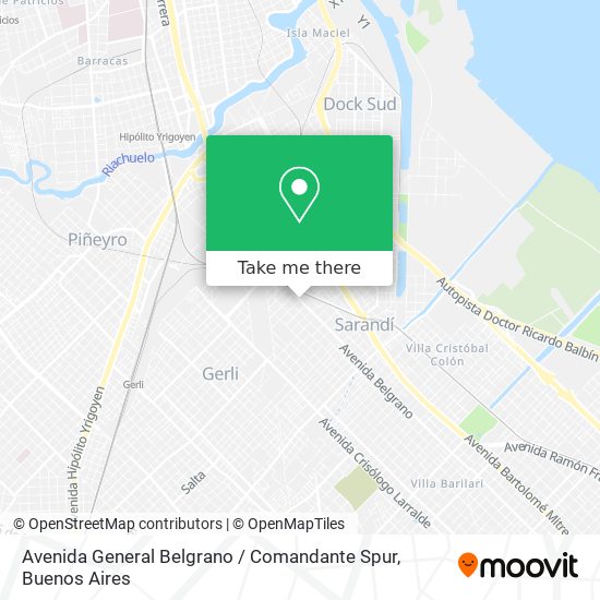Avenida General Belgrano / Comandante Spur map