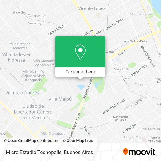 Micro Estadio Tecnopolis map