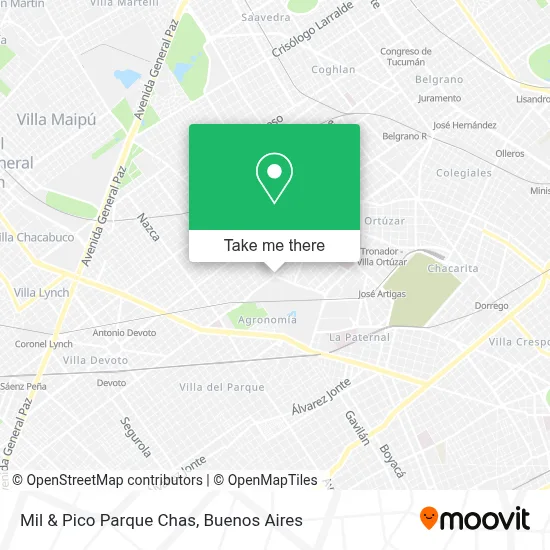Mil & Pico Parque Chas map