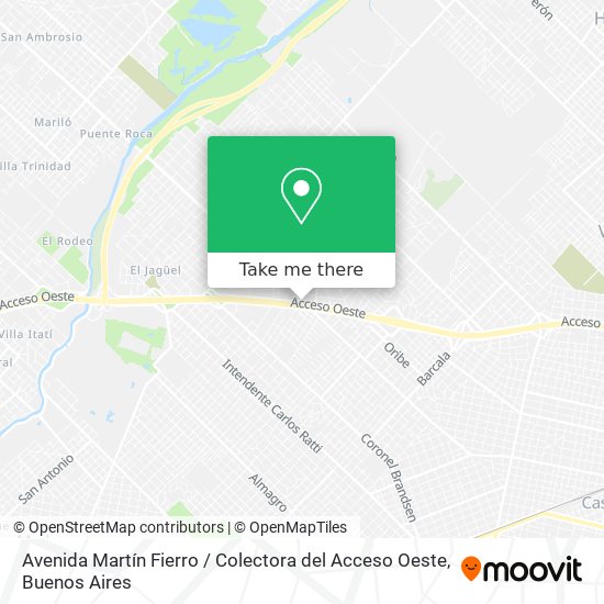 Avenida Martín Fierro / Colectora del Acceso Oeste map