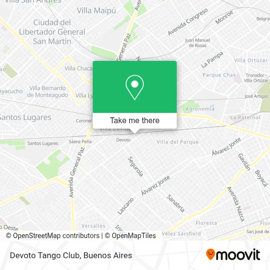 Devoto Tango Club map