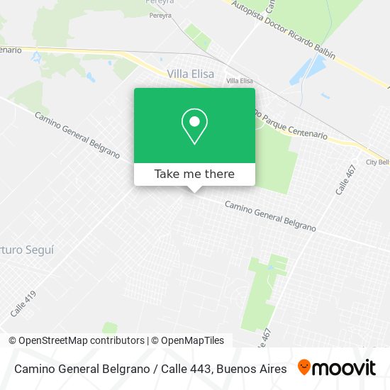 Camino General Belgrano / Calle 443 map