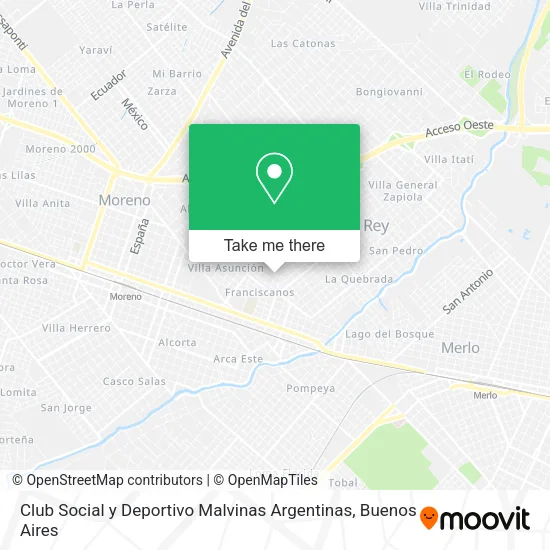 Club Social y Deportivo Malvinas Argentinas map