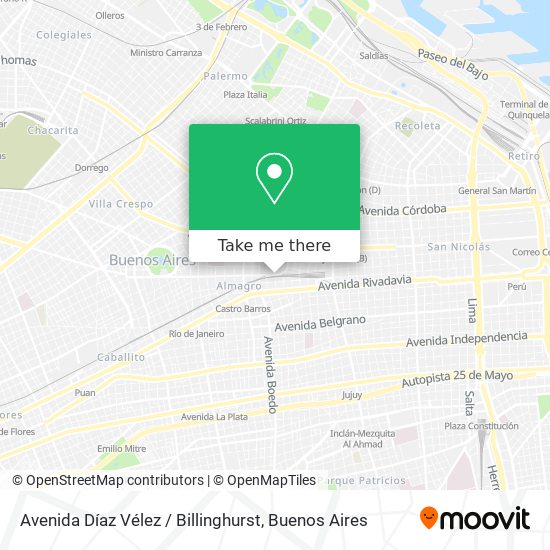Avenida Díaz Vélez / Billinghurst map