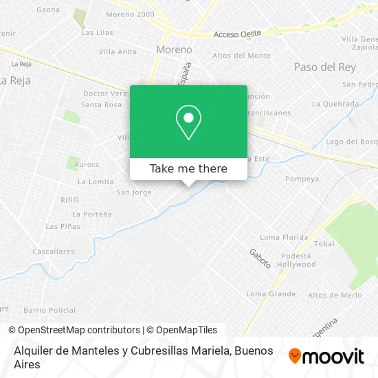 Mapa de Alquiler de Manteles y Cubresillas Mariela