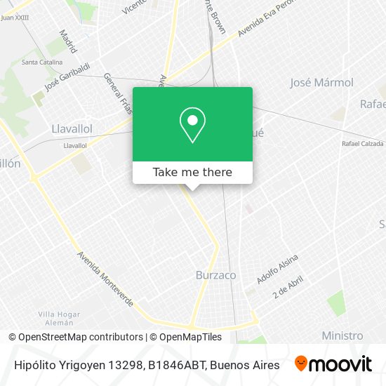 Mapa de Hipólito Yrigoyen 13298, B1846ABT
