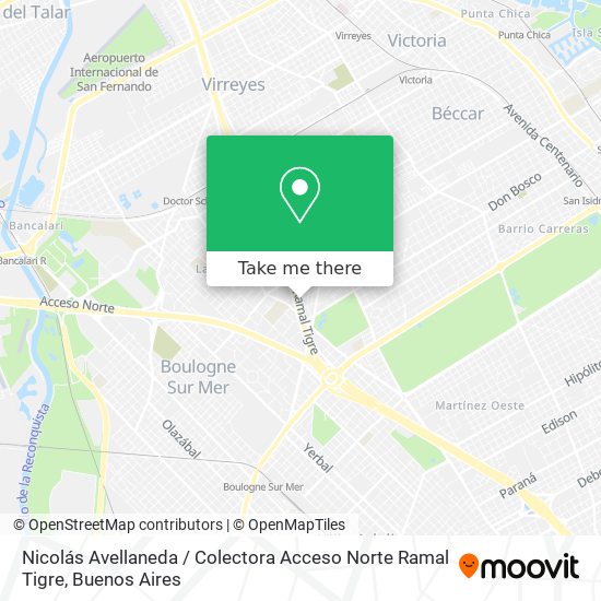 Nicolás Avellaneda / Colectora Acceso Norte Ramal Tigre map