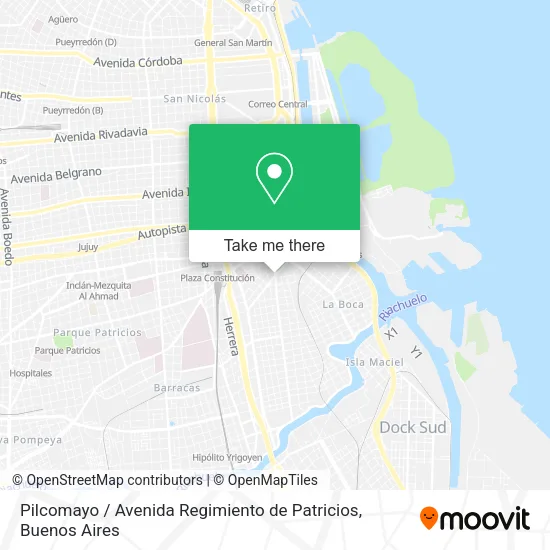 Mapa de Pilcomayo / Avenida Regimiento de Patricios