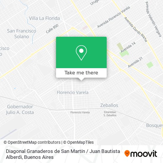 Mapa de Diagonal Granaderos de San Martín / Juan Bautista Alberdi