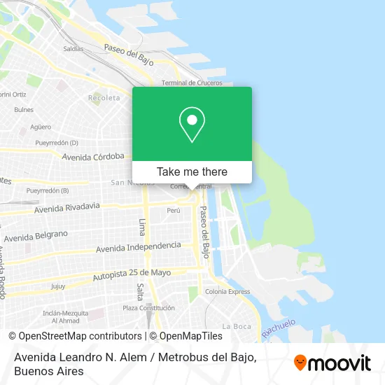Avenida Leandro N. Alem / Metrobus del Bajo map