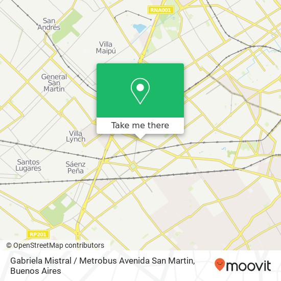 Gabriela Mistral / Metrobus Avenida San Martin map