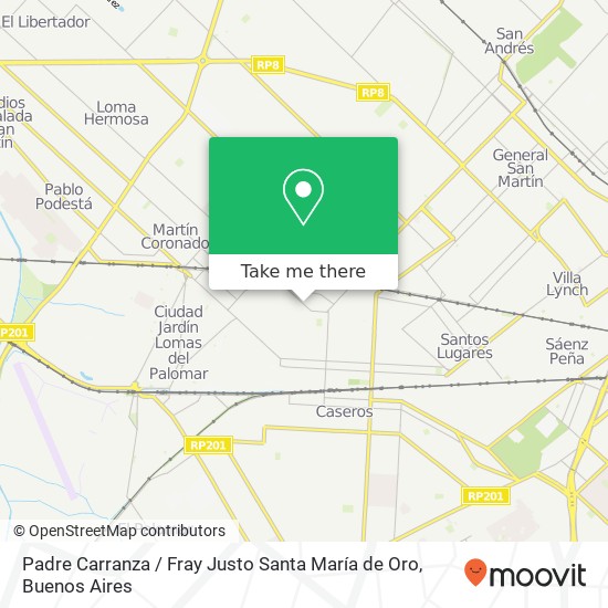 Mapa de Padre Carranza / Fray Justo Santa María de Oro