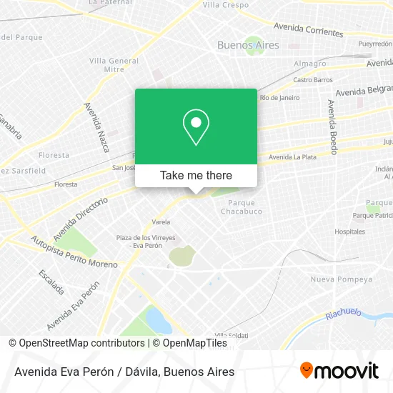 Mapa de Avenida Eva Perón / Dávila