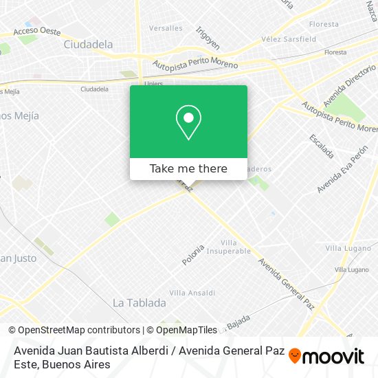Avenida Juan Bautista Alberdi / Avenida General Paz Este map