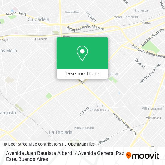 Mapa de Avenida Juan Bautista Alberdi / Avenida General Paz Este