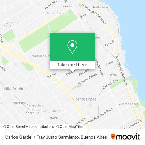 Carlos Gardel / Fray Justo Sarmiento map