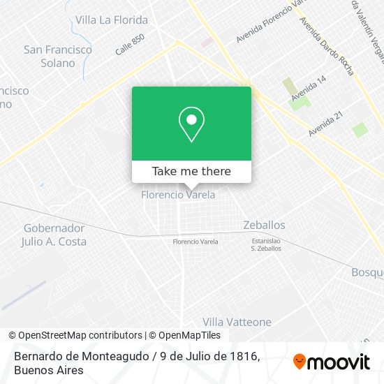 Bernardo de Monteagudo / 9 de Julio de 1816 map