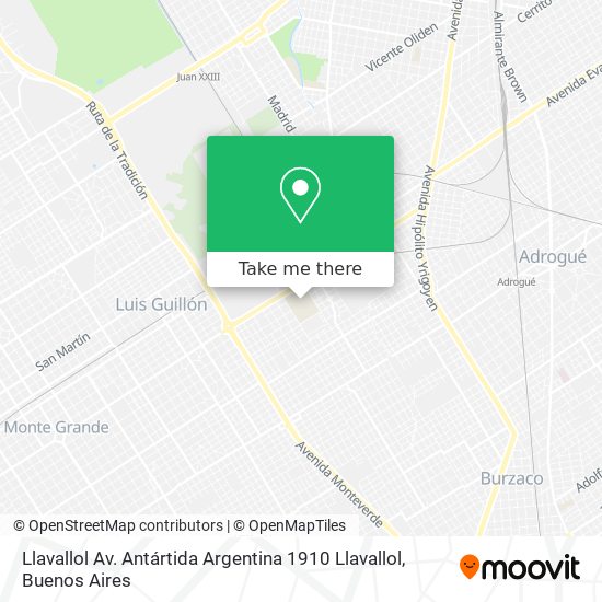 Llavallol Av. Antártida Argentina 1910 Llavallol map