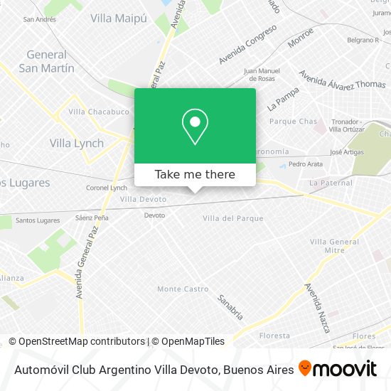 Mapa de Automóvil Club Argentino Villa Devoto