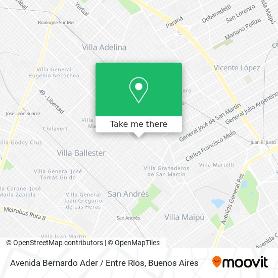Avenida Bernardo Ader / Entre Ríos map