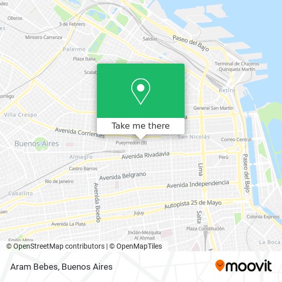 How to get to Aram Bebes in Distrito Federal by Colectivo, Train or Subte?