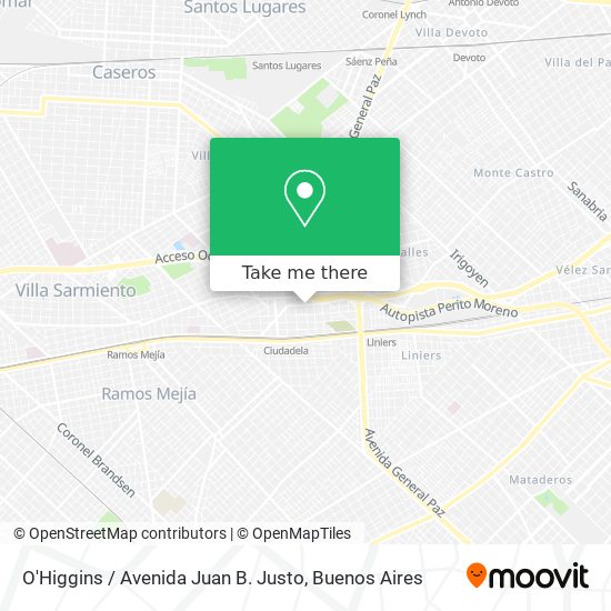 Mapa de O'Higgins / Avenida Juan B. Justo