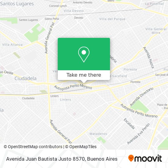 Mapa de Avenida Juan Bautista Justo 8570