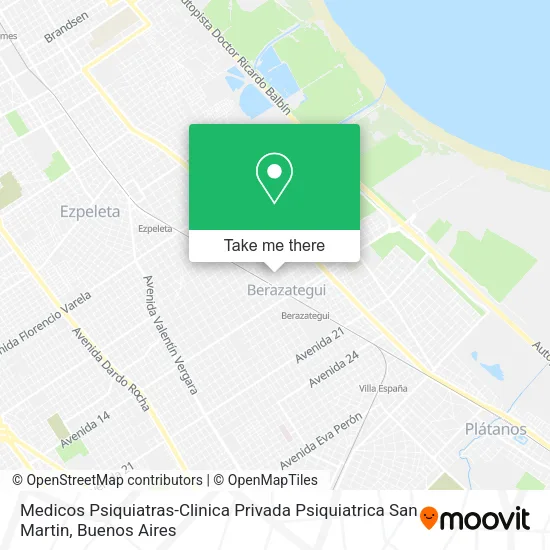 Mapa de Medicos Psiquiatras-Clinica Privada Psiquiatrica San Martin