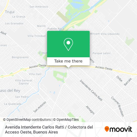Mapa de Avenida Intendente Carlos Ratti / Colectora del Acceso Oeste