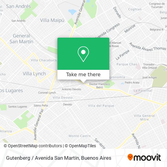 Gutenberg / Avenida San Martín map