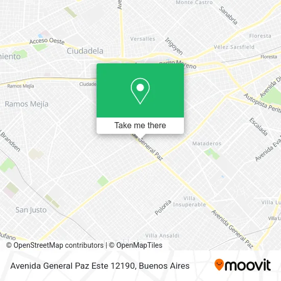 Mapa de Avenida General Paz Este 12190