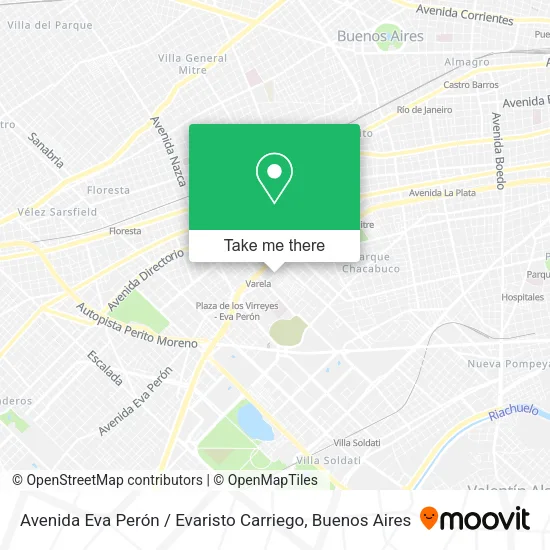 Mapa de Avenida Eva Perón / Evaristo Carriego