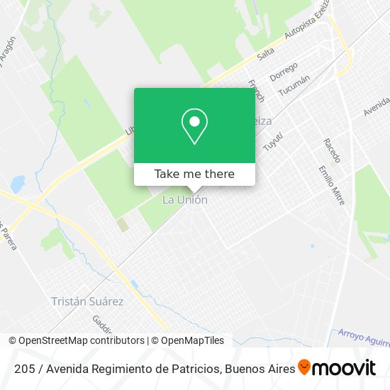 205 / Avenida Regimiento de Patricios map