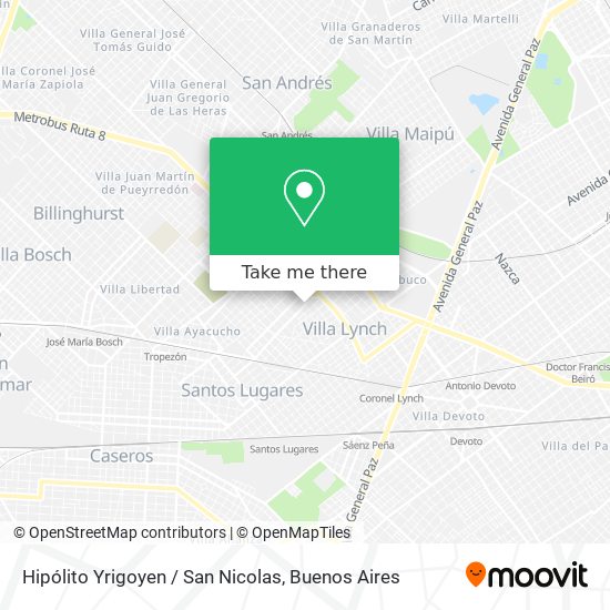 Mapa de Hipólito Yrigoyen / San Nicolas