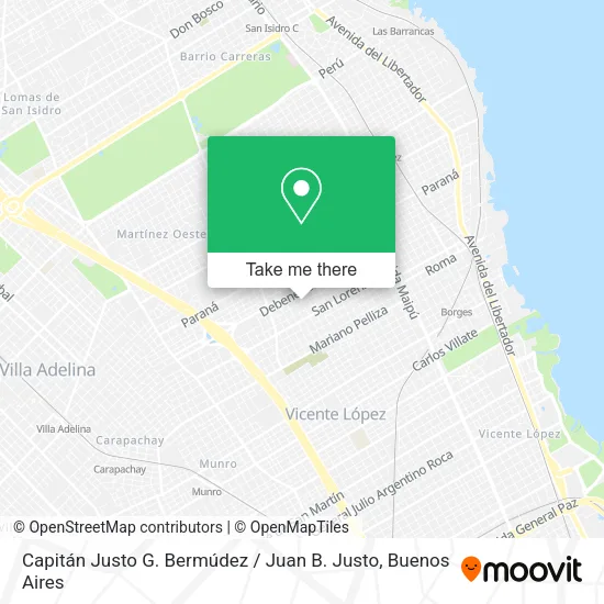 Mapa de Capitán Justo G. Bermúdez / Juan B. Justo
