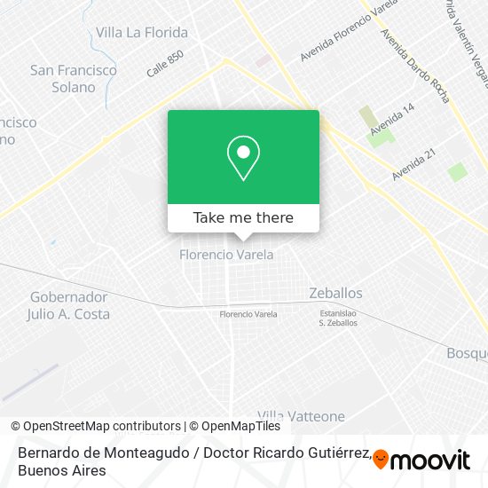 Bernardo de Monteagudo / Doctor Ricardo Gutiérrez map