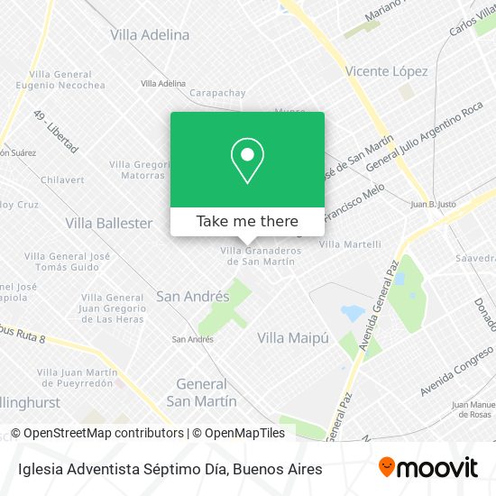 How to get to Iglesia Adventista Séptimo Día in General San Martín by  Colectivo or Train?