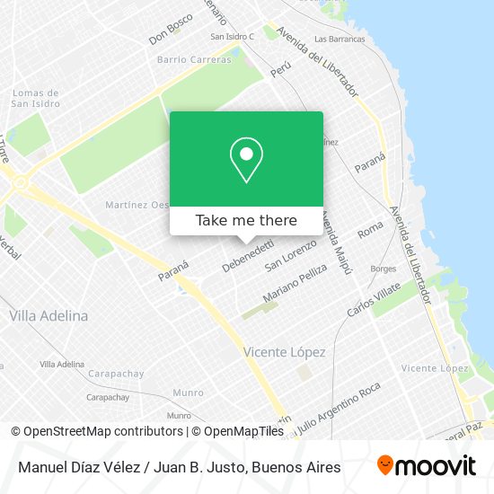 Manuel Díaz Vélez / Juan B. Justo map