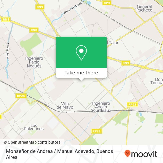 Mapa de Monseñor de Andrea / Manuel Acevedo