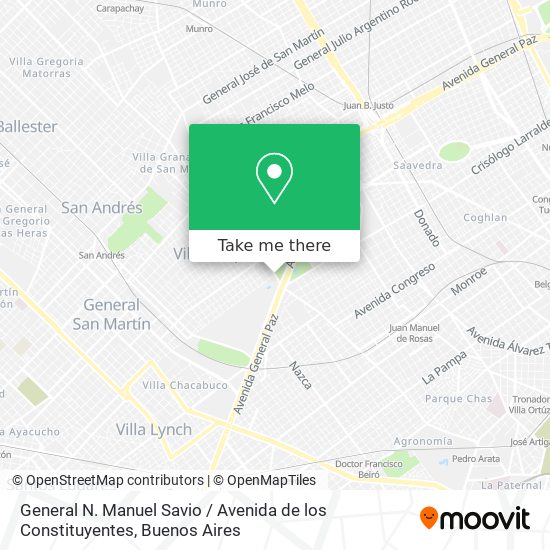 General N. Manuel Savio / Avenida de los Constituyentes map