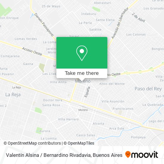 Mapa de Valentín Alsina / Bernardino Rivadavia