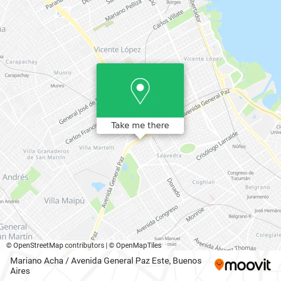Mapa de Mariano Acha / Avenida General Paz Este